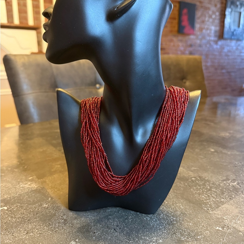Elegant Red Beaded Necklace
